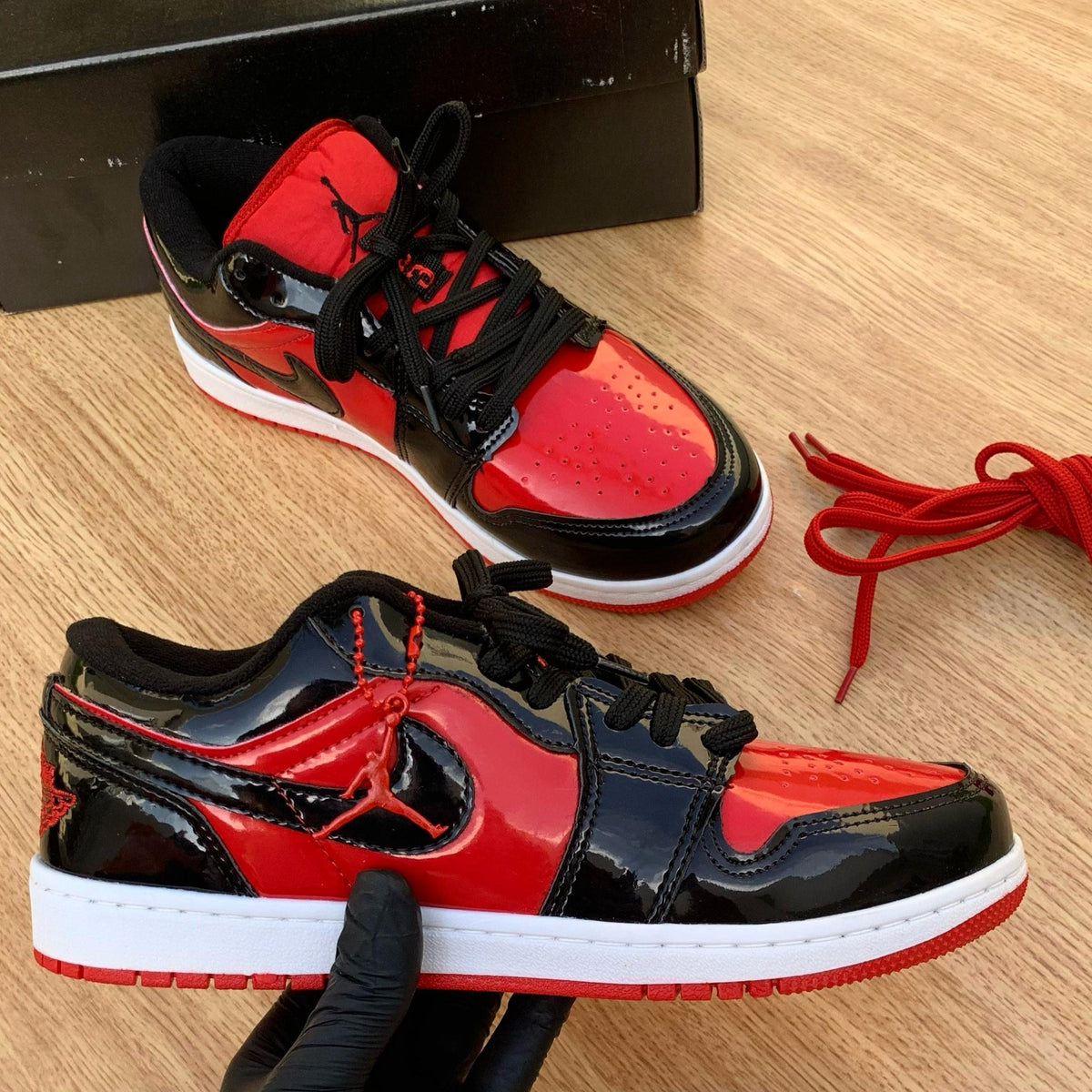 Air Jordan 1 Low Red/Black Verniz - Réplica