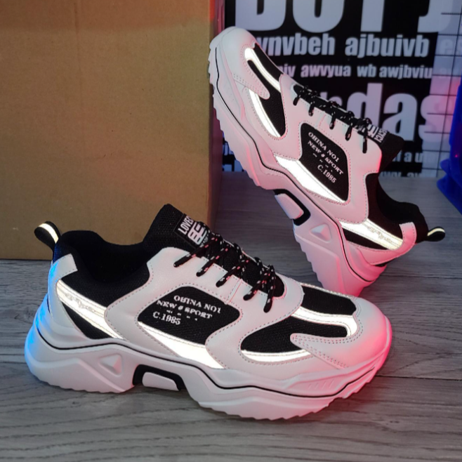 Tênis esportivos casuais Chunky 2024 - preto e branco