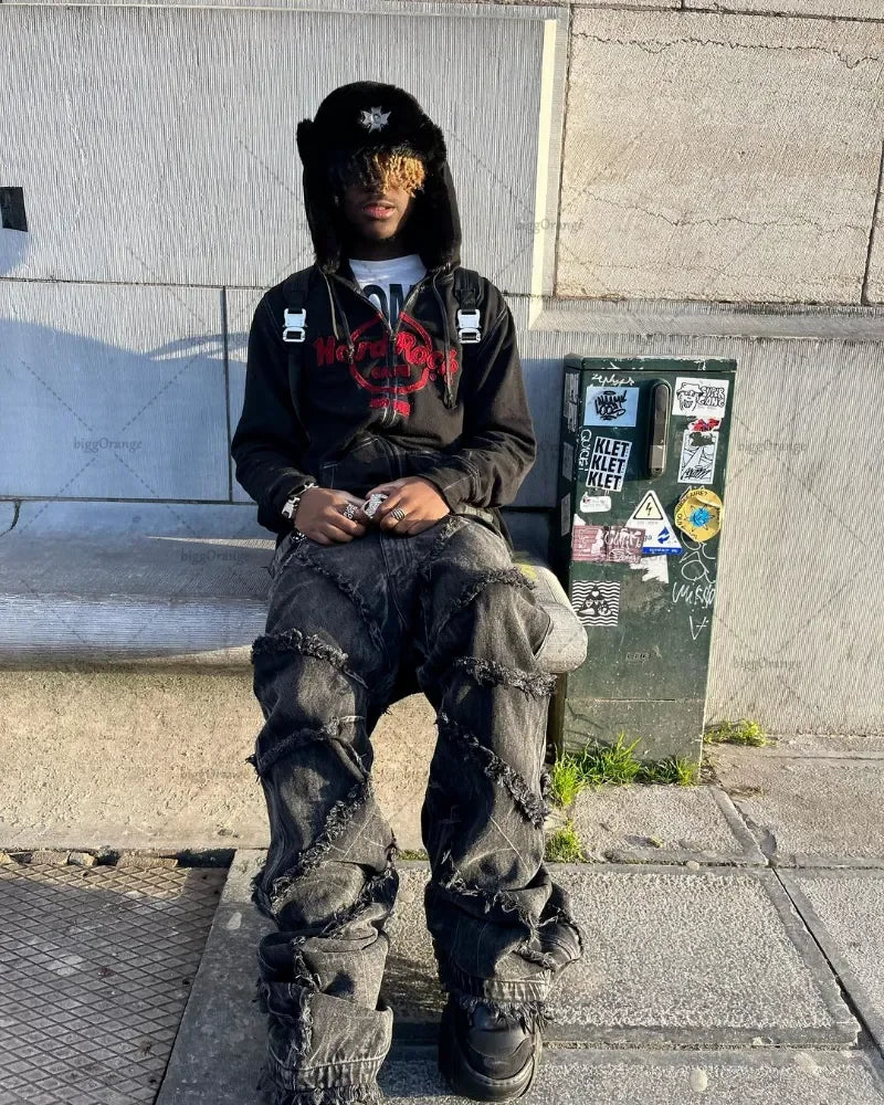 Calça Jeans Bordada Y2K - STREAKER