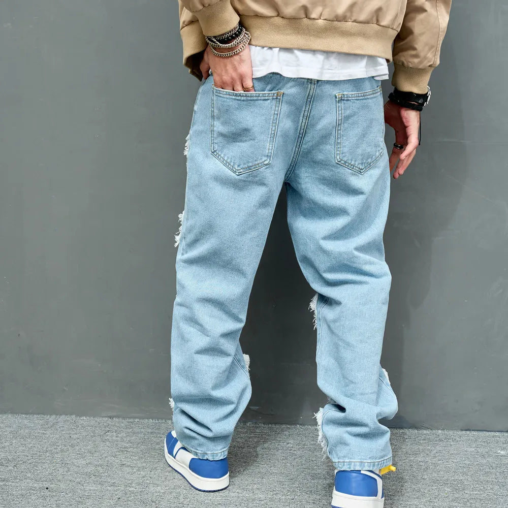 Calça Jeans Rasgada Cortes Retos - STREAKER