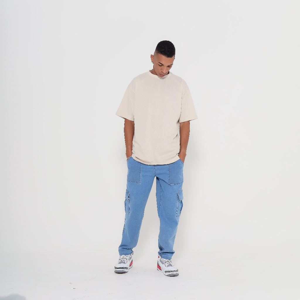 Calça Cargo Sarja Jeans - Unissex