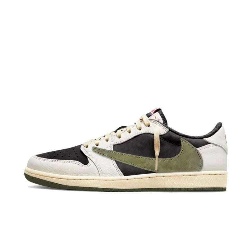 Tênis Air Jordan 1 Retrô Low OG SP Travis Scott Olive - Réplica