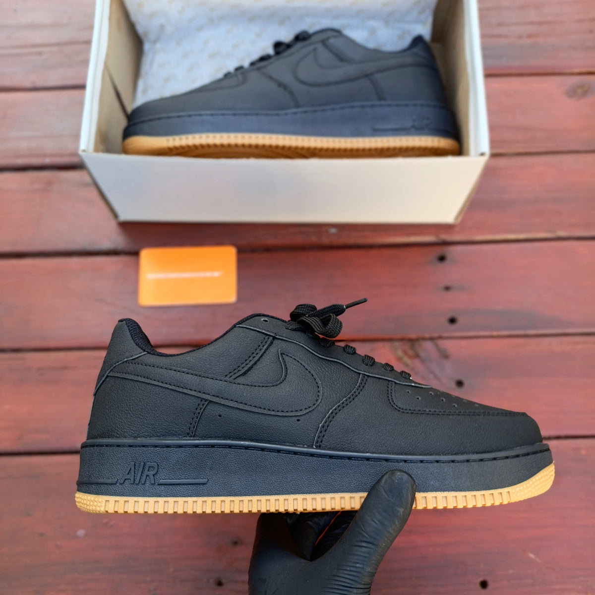 Tênis Nike Air Force 1 Gum Preto/Marrom - Réplica