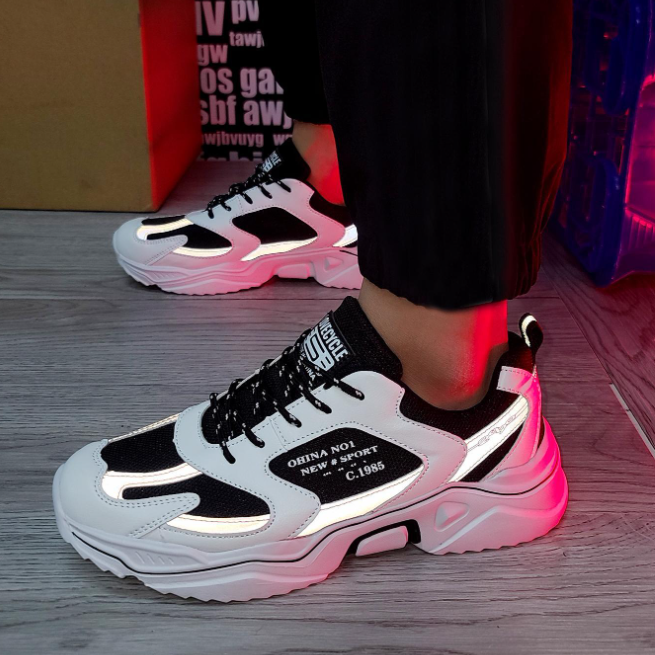 Tênis esportivos casuais Chunky 2024 - preto e branco