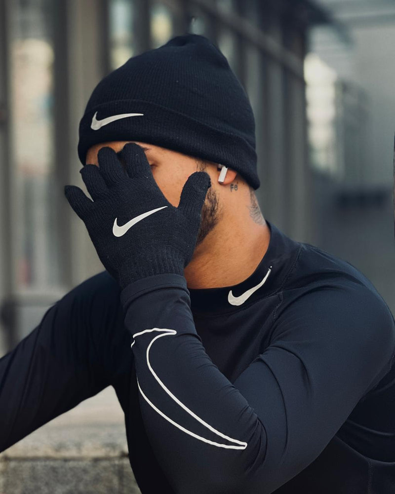 Kit Luva + Touca Preta Nike - Premium