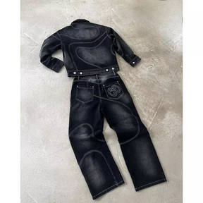 Conjunto Denim Estonado Bordado